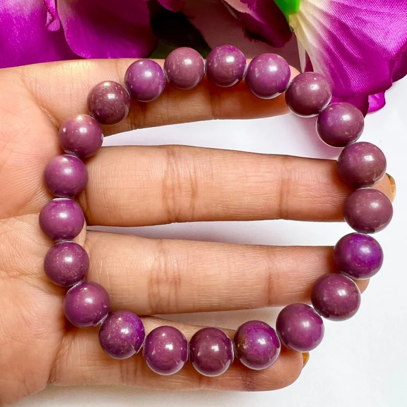 Phosphosiderite Stone Round Beaded Bracelet 8 MM Stretch Bracelet - Image 4