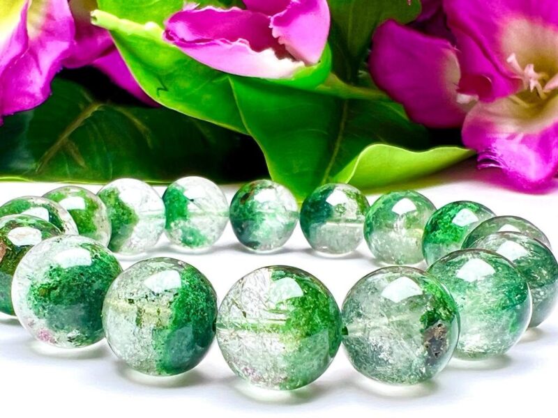 12mm High Quality Natural Genuine Green Phantom Quartz Beads Bracelet, Healing Bracelet, Gift for Men & Woman