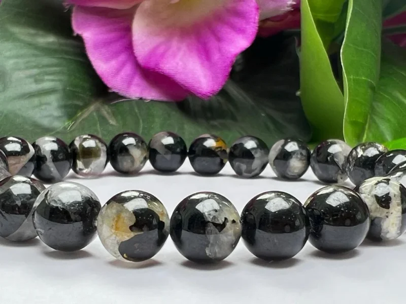 Ilvaite Stone Round Beaded Bracelet 8mm 10mm 12 mm Negative Energy Protection Bracelet Grounding Stone  Gift For All