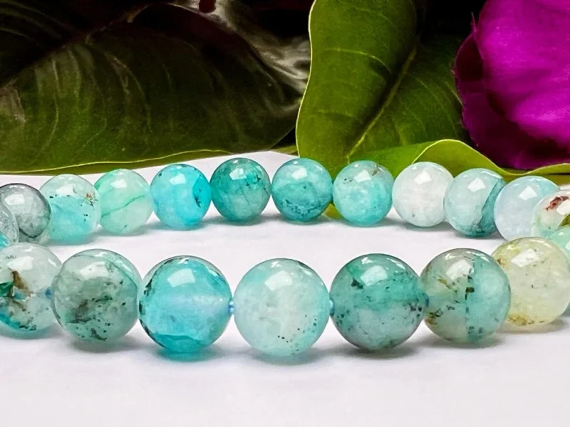 Papagoite Stone Round Beaded Bracelet 8 MM Stretch Bracelet