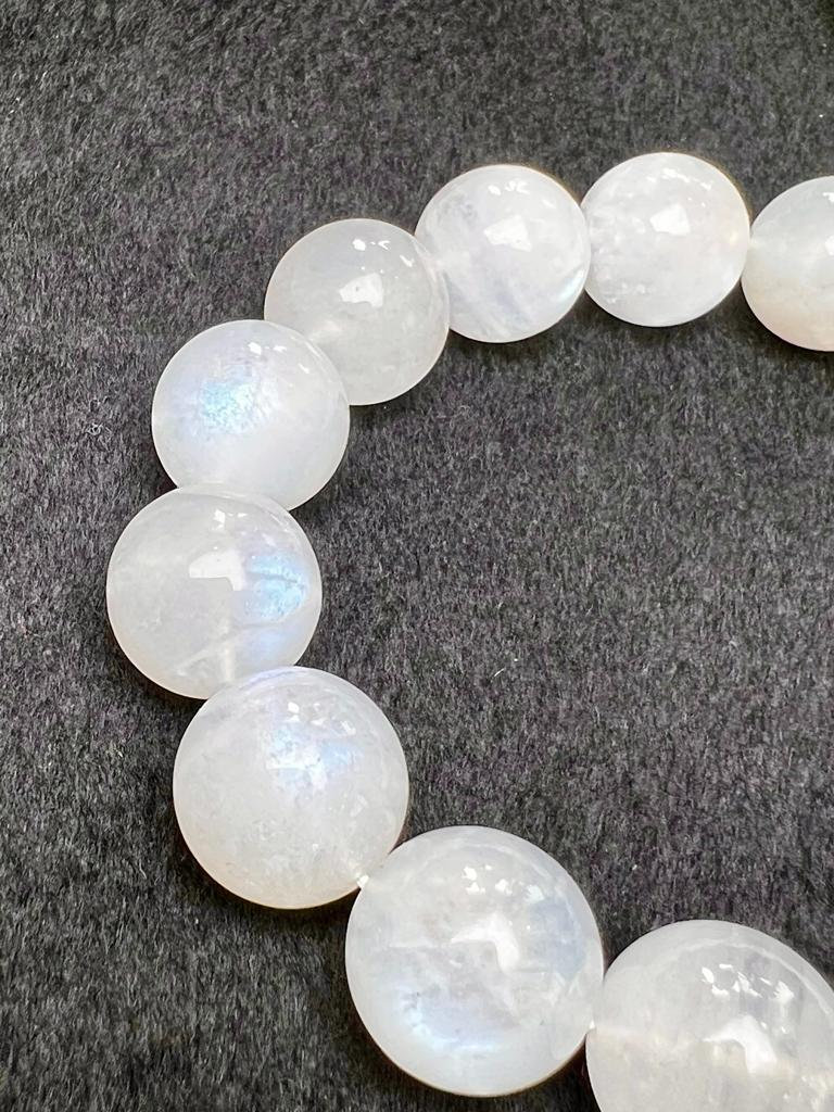 Blue Rainbow Moonstone Round Beaded Stretch Bracelet 6mm 8mm 10mm 12mm