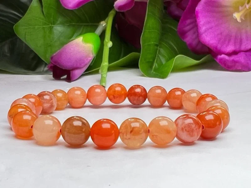 Orange Creedite Stone Genuine Bracelet 8 MM Stretch Bracelet AAAAA+++++ - Image 10