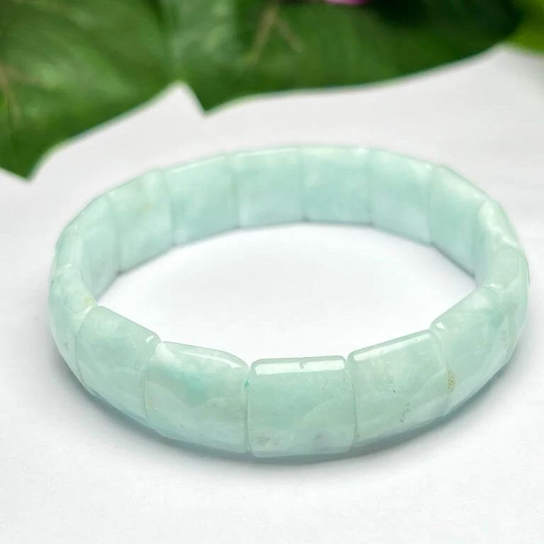 Garnierite Green Moonstone Stone rectangle Beaded Bracelet 15 MM Bracelet