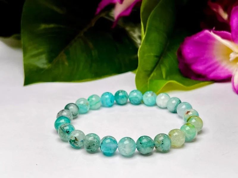 Papagoite Stone Round Beaded Bracelet 8 MM Stretch Bracelet - Image 9