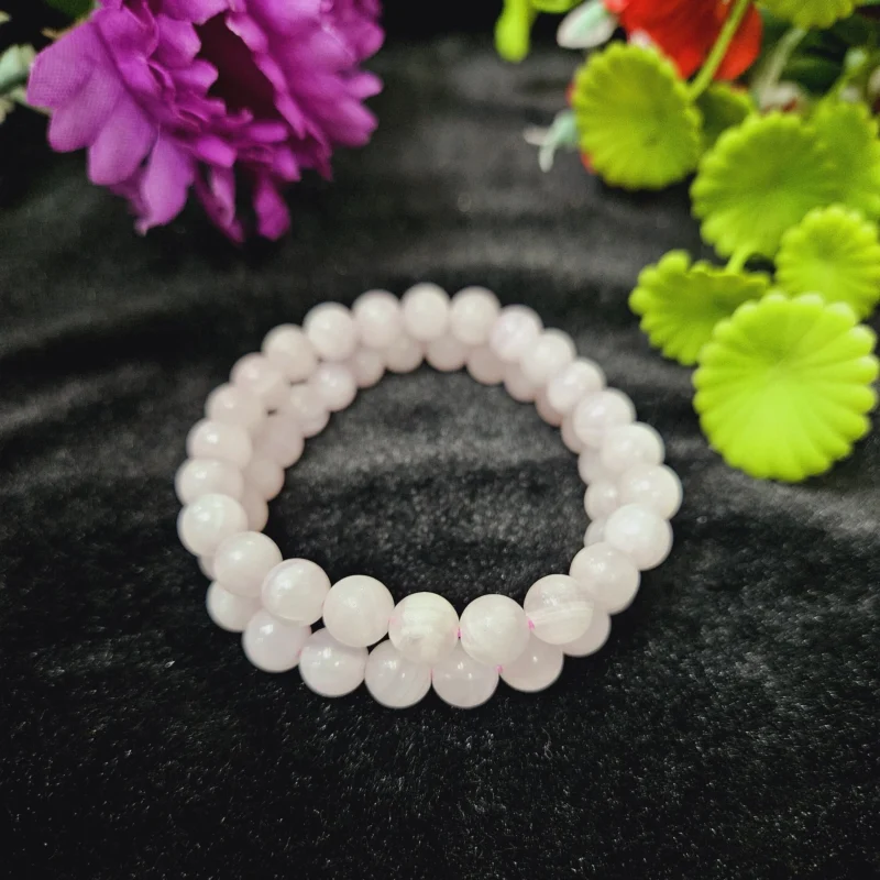 Pink Mangano Calcite Stone Round Beaded Bracelet 8MM Stretch Bracelet - Image 11