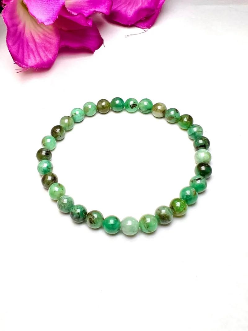 Emerald Round Beaded Bracelet  6 MM Bracelet Stretchable Bracelet - Image 8