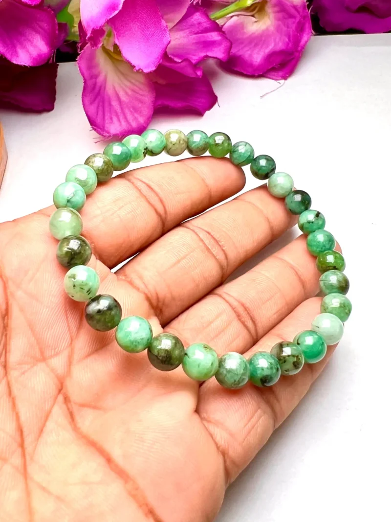 Emerald Round Beaded Bracelet  6 MM Bracelet Stretchable Bracelet - Image 7