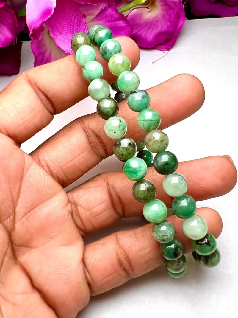 Emerald Round Beaded Bracelet  6 MM Bracelet Stretchable Bracelet - Image 6