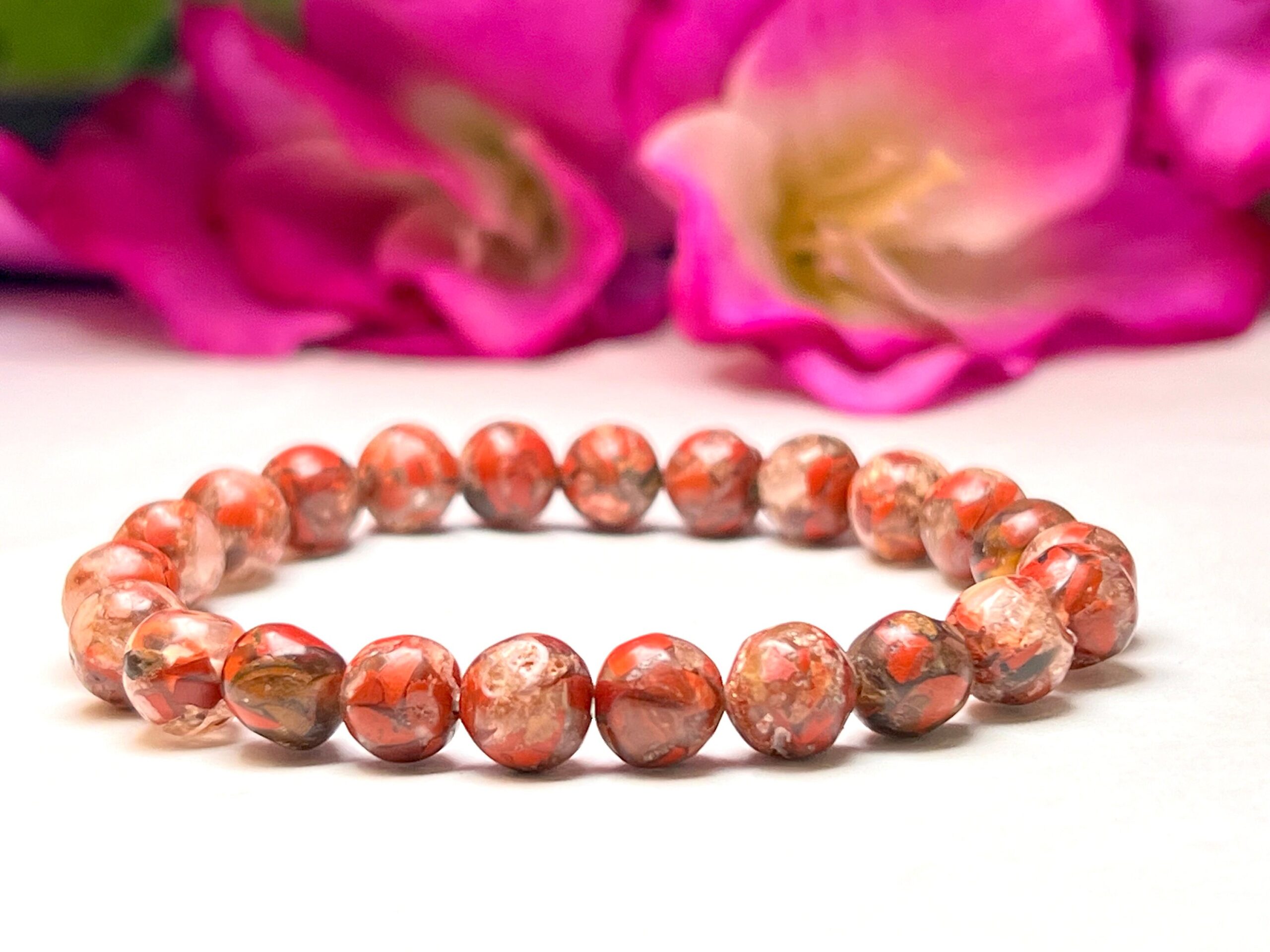 Brecciated Conglomerate Jasper Gigantic Stone Swaziland Jasper Round Beaded Bracelet 8MM Stretch Bracelet - Image 4