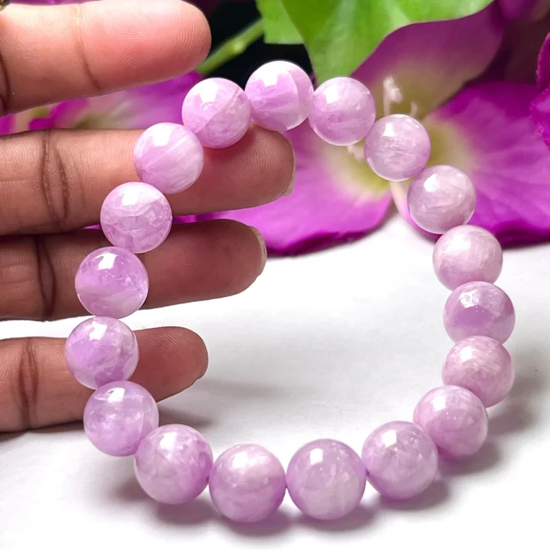 10 MM Kunzite Heart Chakra Stone Round Beaded Bracelet - Image 5