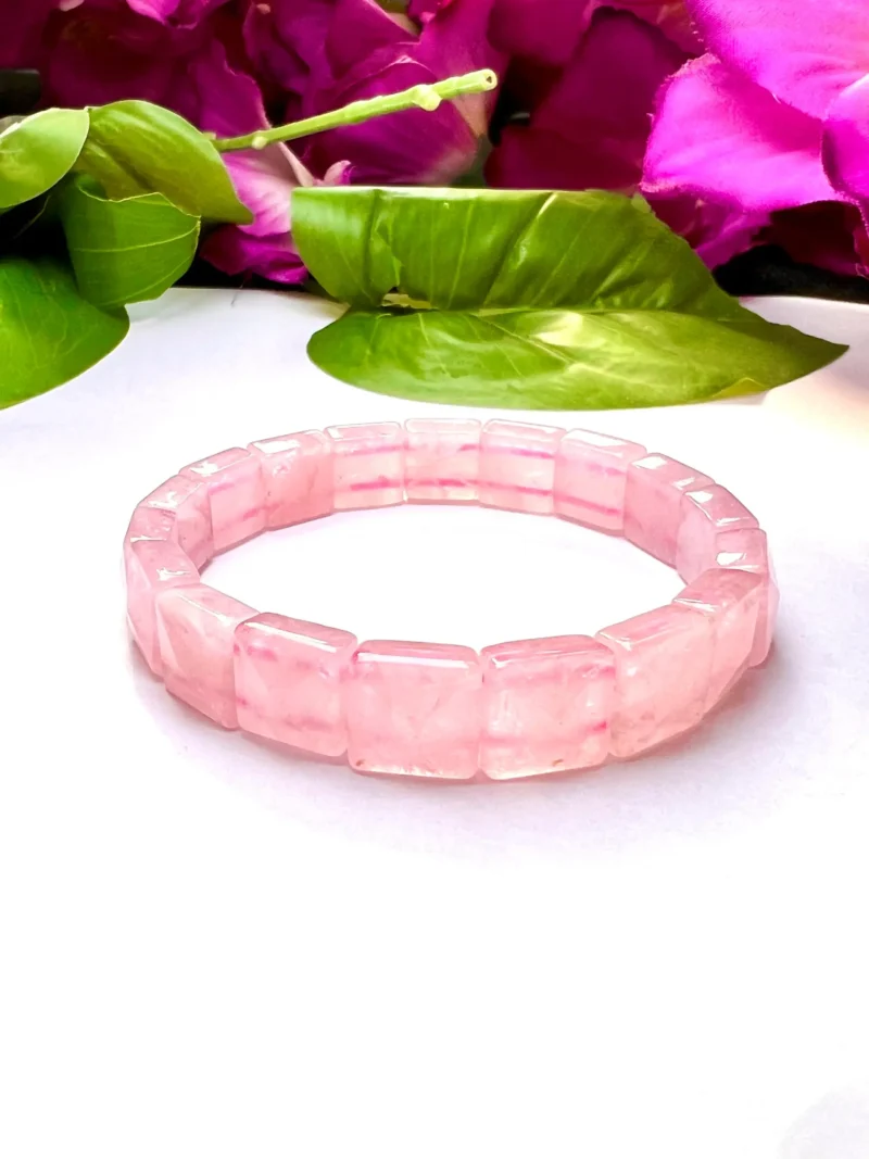 Rose Quartz Pyramid Beaded Bracelet 12 MM Stretch Bracelet - Image 7