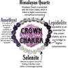 CROWN CHAKRA Chakra Natural Stone Crystal Bracelet 8mm Himalayan Crystal, Amethyst, Lepidolite, Selenite Gemstone Healing Bracelet