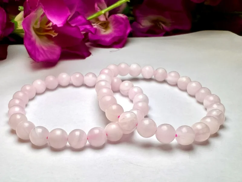 Pink Mangano Calcite Stone Round Beaded Bracelet 8MM Stretch Bracelet - Image 2
