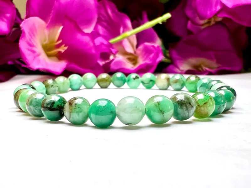 Emerald Round Beaded Bracelet  6 MM Bracelet Stretchable Bracelet