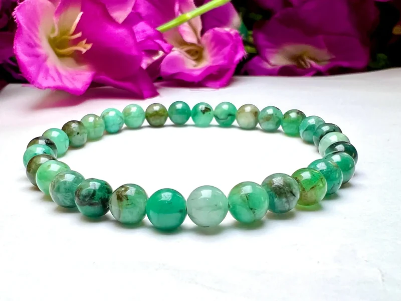 Emerald Round Beaded Bracelet  6 MM Bracelet Stretchable Bracelet - Image 4