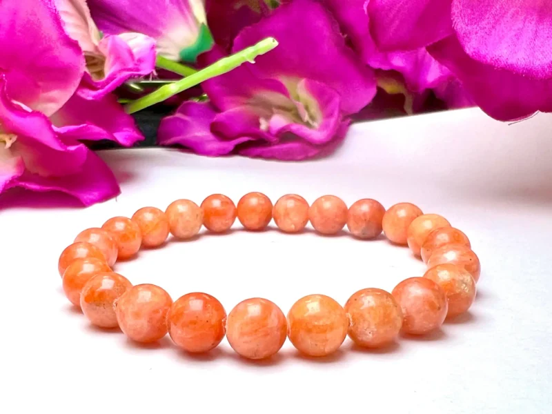 Orange Calcite Stone Round Beaded Bracelet 8 MM 10 Stretch Bracelet - Image 9