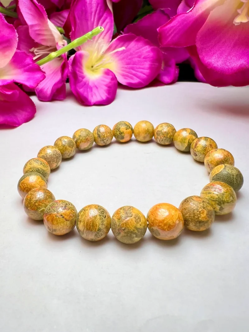 10 MM Bumble bee Jasper Stone Round Beaded Bracelet Stretch Bracelet - Image 7