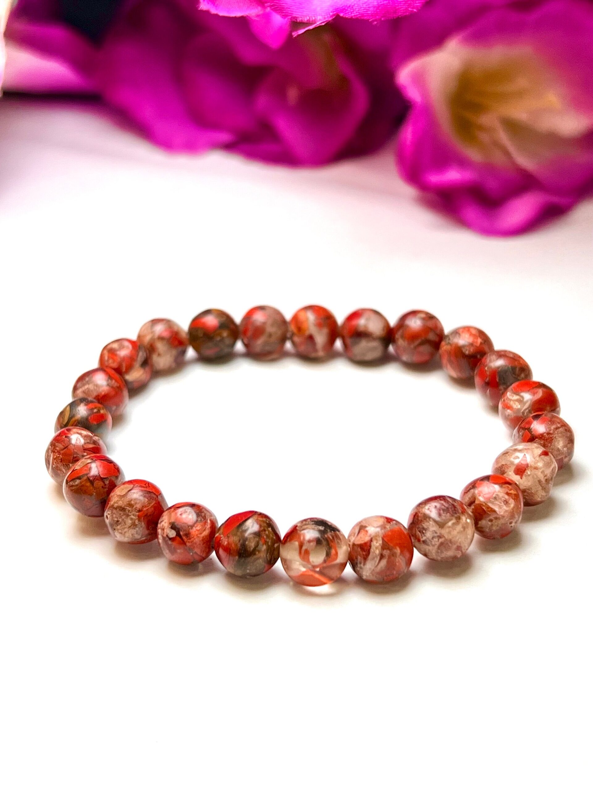 Brecciated Conglomerate Jasper Gigantic Stone Swaziland Jasper Round Beaded Bracelet 8MM Stretch Bracelet - Image 7