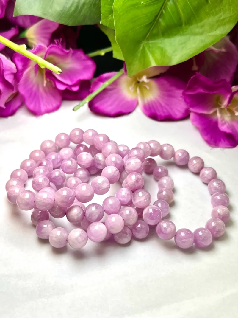 10 MM Kunzite Heart Chakra Stone Round Beaded Bracelet - Image 7