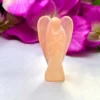 Orange Selenite Stone 2 inch free standing guardian angel crystal Reiki energy blessed hand carved Pocket Angel for angelic connection