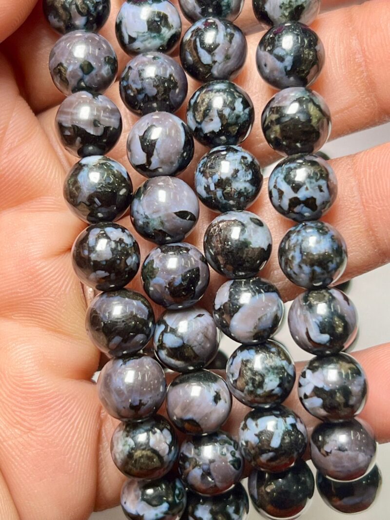 Indigo Gabbro Stone Round Beaded Bracelet 8 MM Stretch Bracelet - Image 2