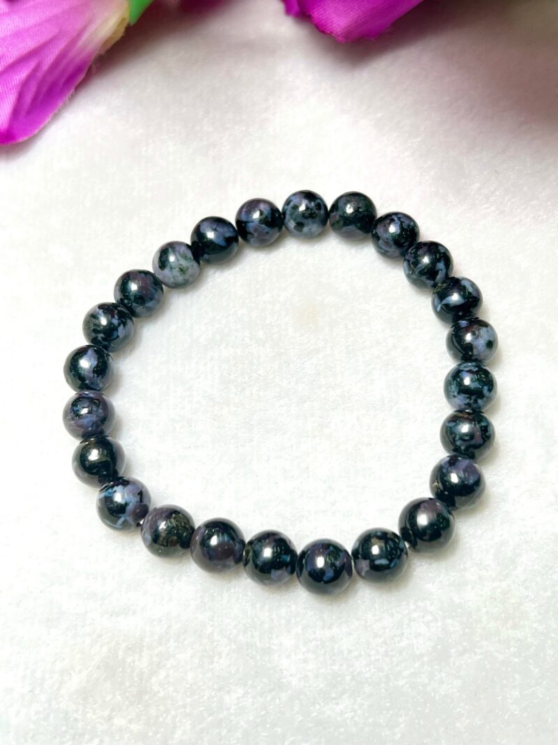 Indigo Gabbro Stone Round Beaded Bracelet 8 MM Stretch Bracelet - Image 10