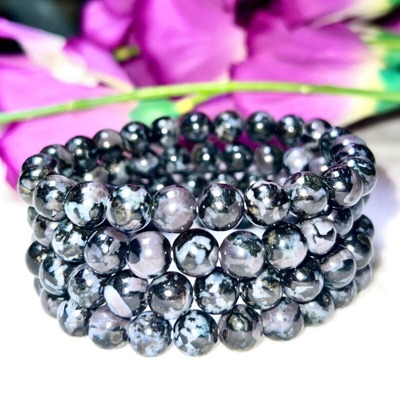 Indigo Gabbro Stone Round Beaded Bracelet 8 MM Stretch Bracelet