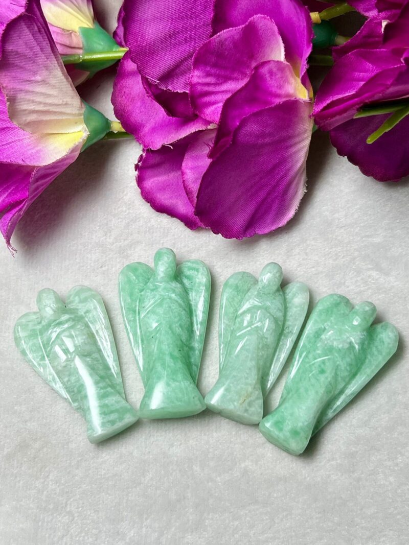 Amazonite 2 inch free standing guardian angel crystal Reiki energy blessed hand carved Pocket Angel for angelic connection - Image 2