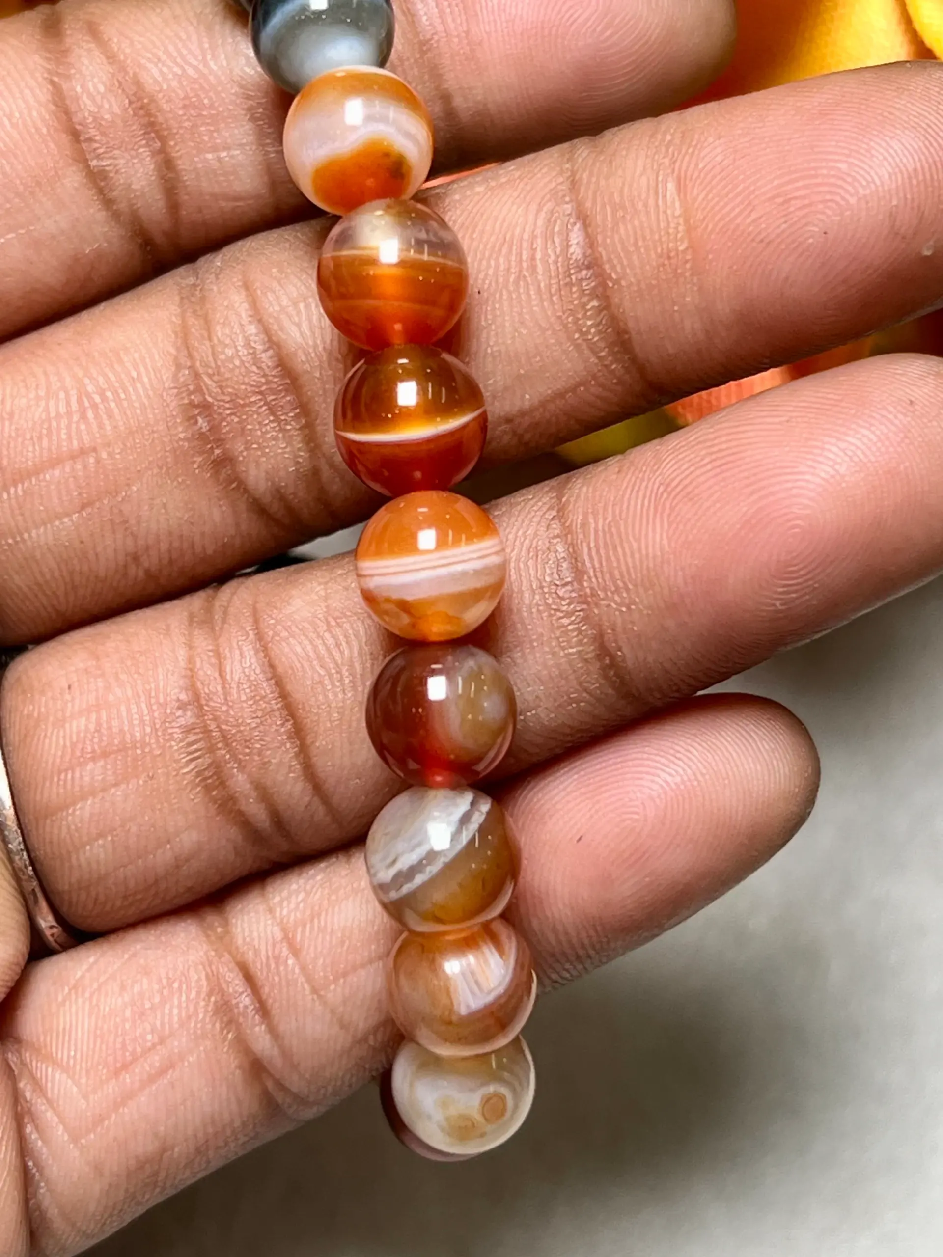 Black & Red Sulemani Stone Round Beaded Bracelet 8 MM Stretch Bracelet - Image 4