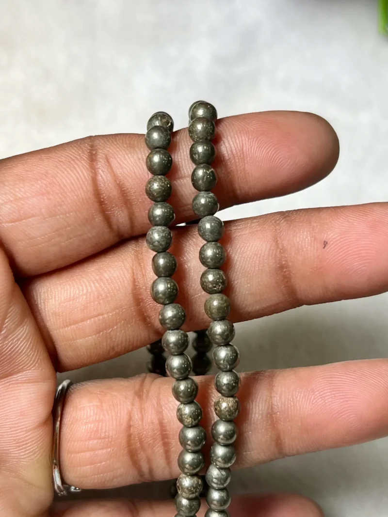 Pyrite Stone Round Beaded Bracelet  Stretch Bracelet 4mm 6mm 8 mm 10 mm 12 mm - Image 5