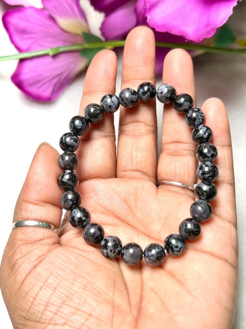 Indigo Gabbro Stone Round Beaded Bracelet 8 MM Stretch Bracelet - Image 6