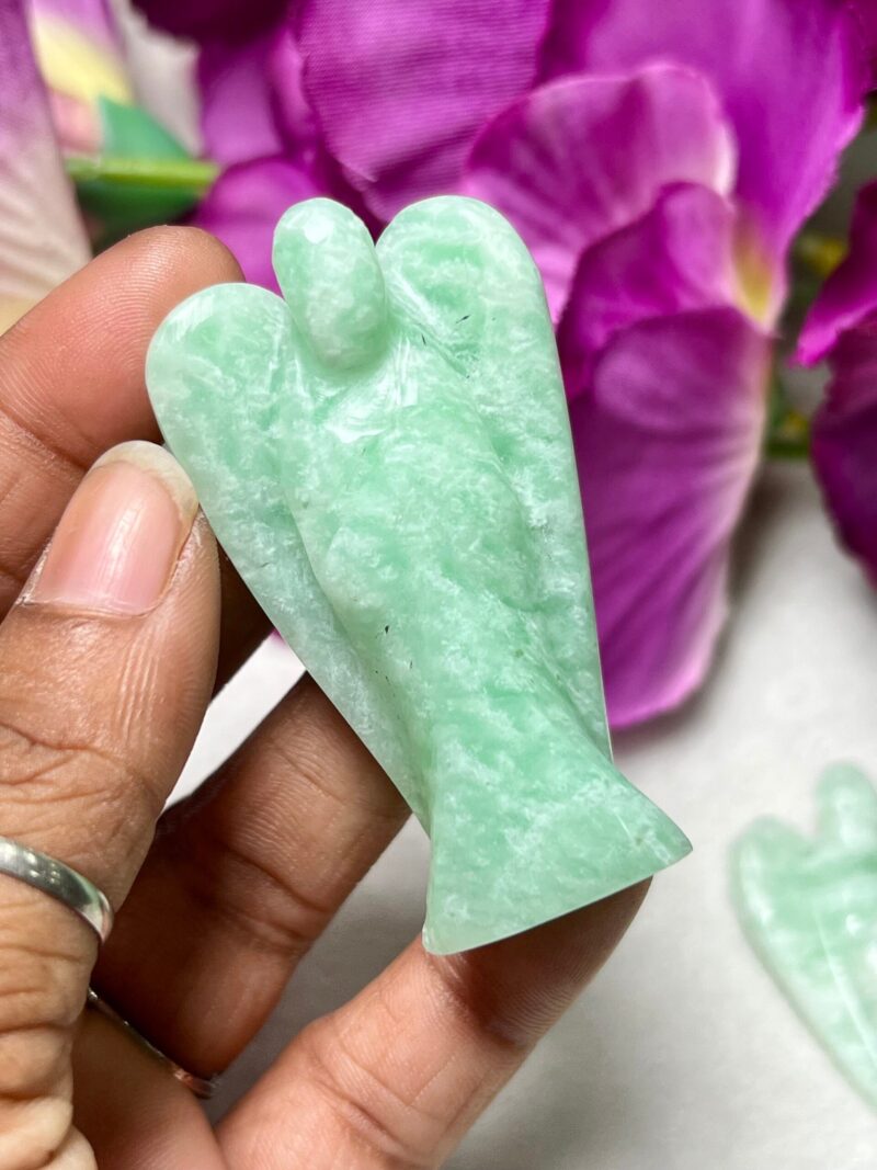 Amazonite 2 inch free standing guardian angel crystal Reiki energy blessed hand carved Pocket Angel for angelic connection - Image 3