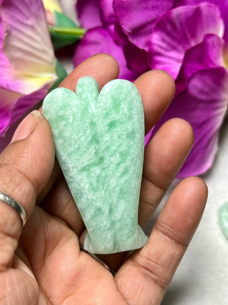 Amazonite 2 inch free standing guardian angel crystal Reiki energy blessed hand carved Pocket Angel for angelic connection - Image 4