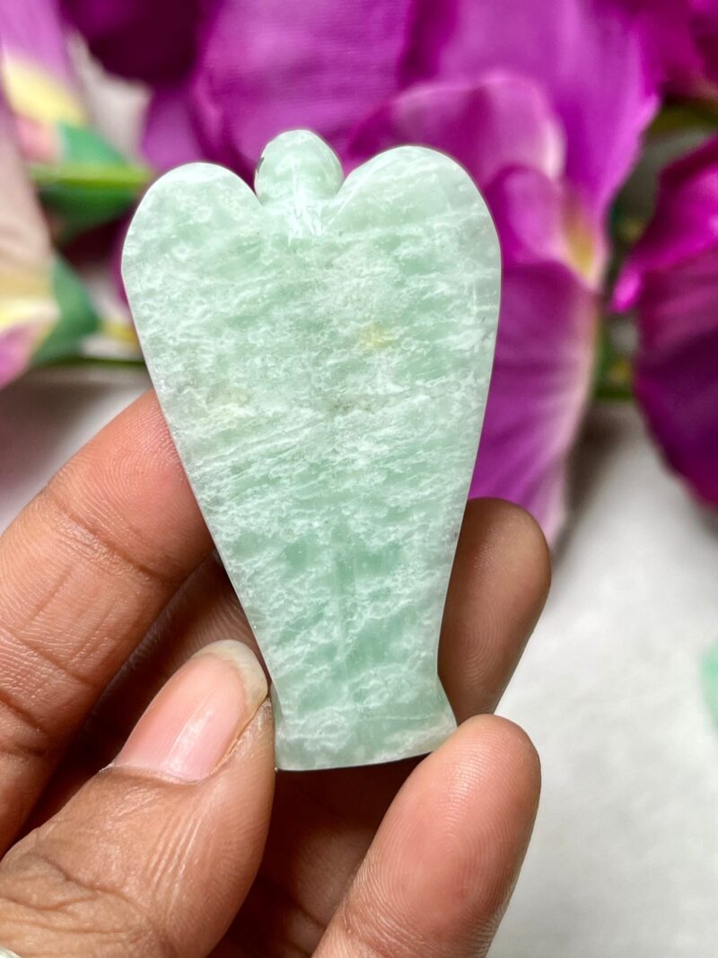 Amazonite 2 inch free standing guardian angel crystal Reiki energy blessed hand carved Pocket Angel for angelic connection - Image 5