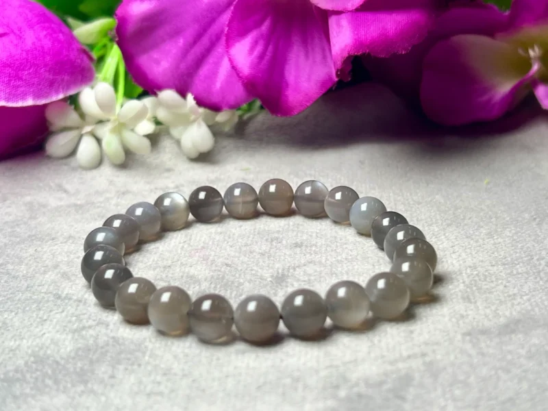 Black MoonStone Round Beaded Bracelet 8 MM Stretch Bracelet - Image 3