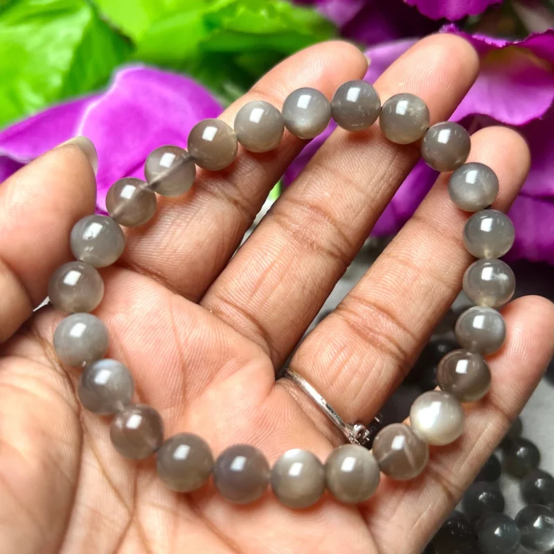 Black MoonStone Round Beaded Bracelet 8 MM Stretch Bracelet - Image 6