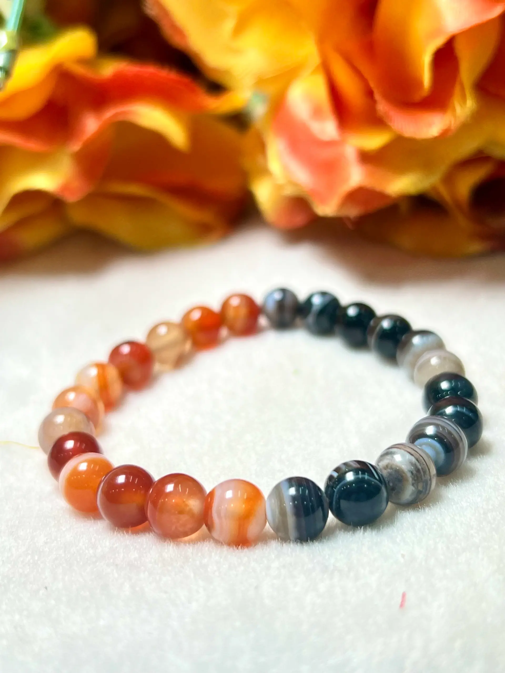 Black & Red Sulemani Stone Round Beaded Bracelet 8 MM Stretch Bracelet - Image 11