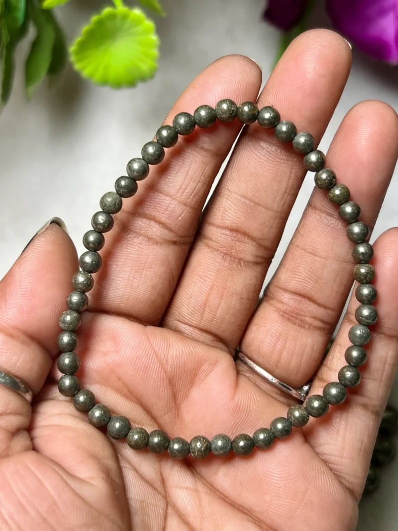 Pyrite Stone Round Beaded Bracelet  Stretch Bracelet 4mm 6mm 8 mm 10 mm 12 mm - Image 6