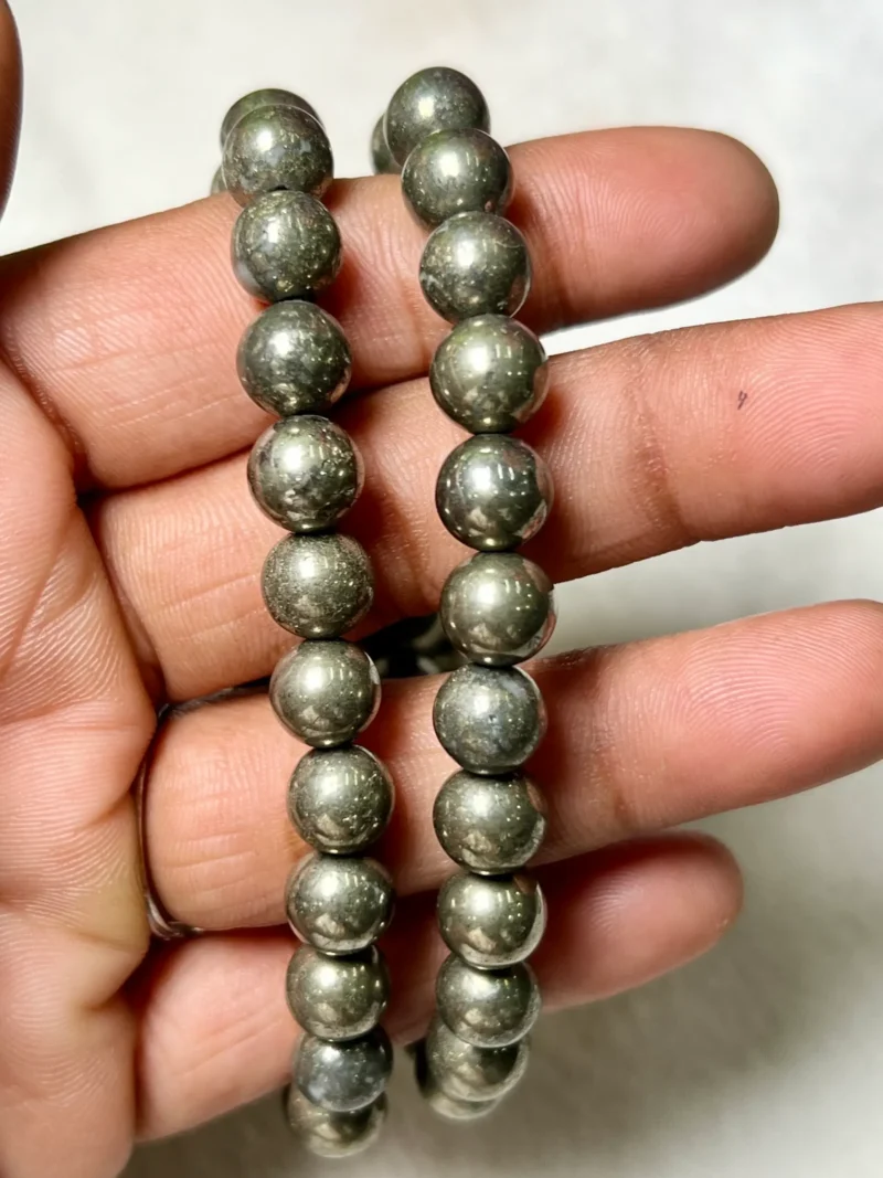 Pyrite Stone Round Beaded Bracelet  Stretch Bracelet 4mm 6mm 8 mm 10 mm 12 mm - Image 10