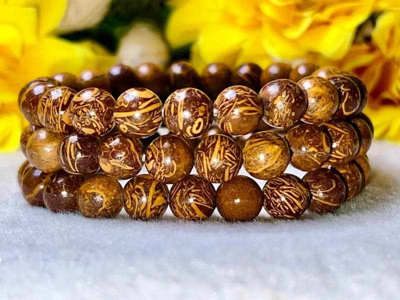 Calligrapy Mariam Stone Round Beaded Bracelet 8 MM Stretch Bracelet