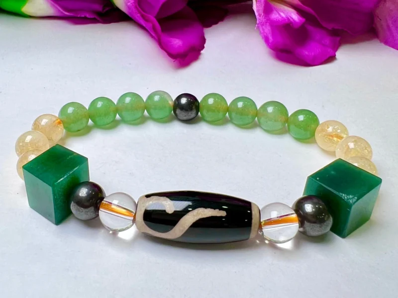 Money Hook Dzi Beads Stone Bracelet For Fast Money Wealth Maker Green  ,Citrine ,Himalaya Crystal ,Magnetite, Green Aventurine - Image 9