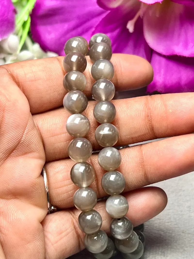 Black MoonStone Round Beaded Bracelet 8 MM Stretch Bracelet - Image 8