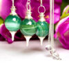 Green Banded Onex Ball Pendulum Gemstone Dowsing Pendulum Chain Attached Reiki Crystal Healing