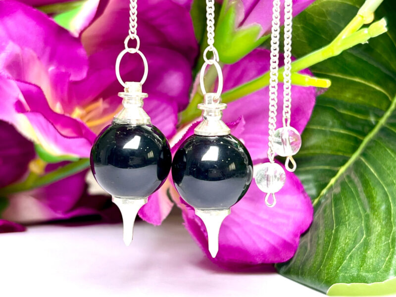 Rainbow Obsidian Stone Ball Pendulum Gemstone Dowsing Pendulum Chain Attached Reiki Crystal Healing - Image 2