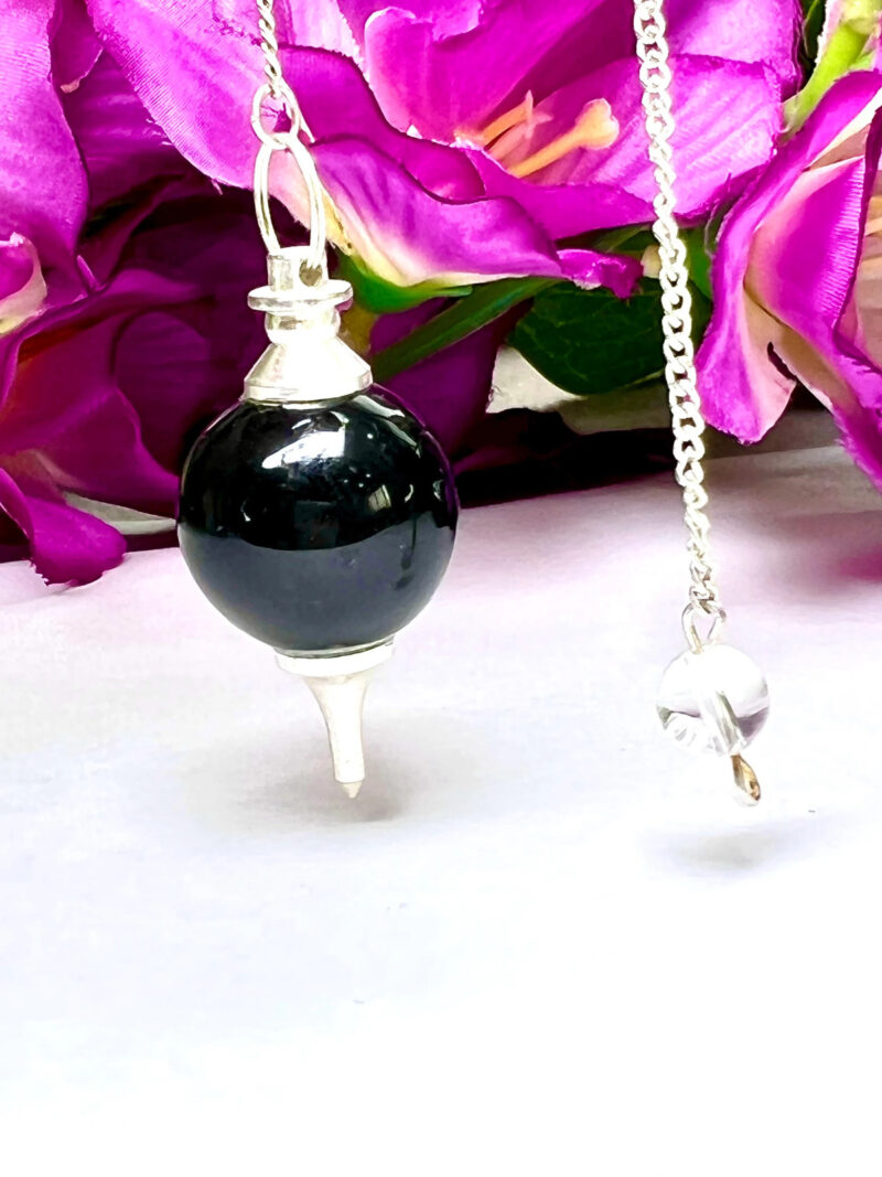 Rainbow Obsidian Stone Ball Pendulum Gemstone Dowsing Pendulum Chain Attached Reiki Crystal Healing