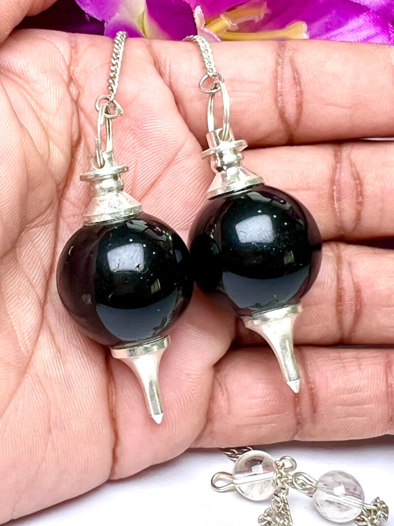 Rainbow Obsidian Stone Ball Pendulum Gemstone Dowsing Pendulum Chain Attached Reiki Crystal Healing - Image 5