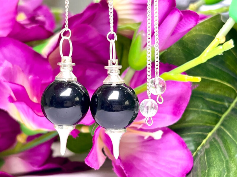 Rainbow Obsidian Stone Ball Pendulum Gemstone Dowsing Pendulum Chain Attached Reiki Crystal Healing - Image 6
