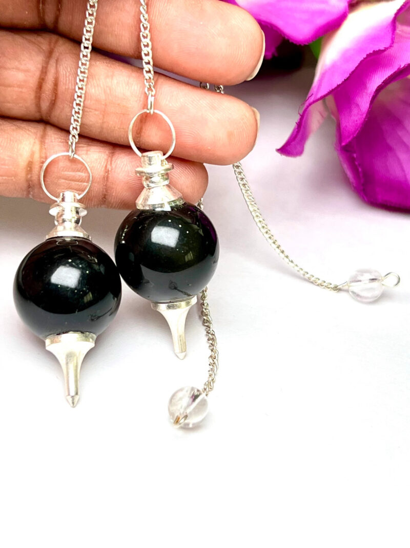 Rainbow Obsidian Stone Ball Pendulum Gemstone Dowsing Pendulum Chain Attached Reiki Crystal Healing - Image 8