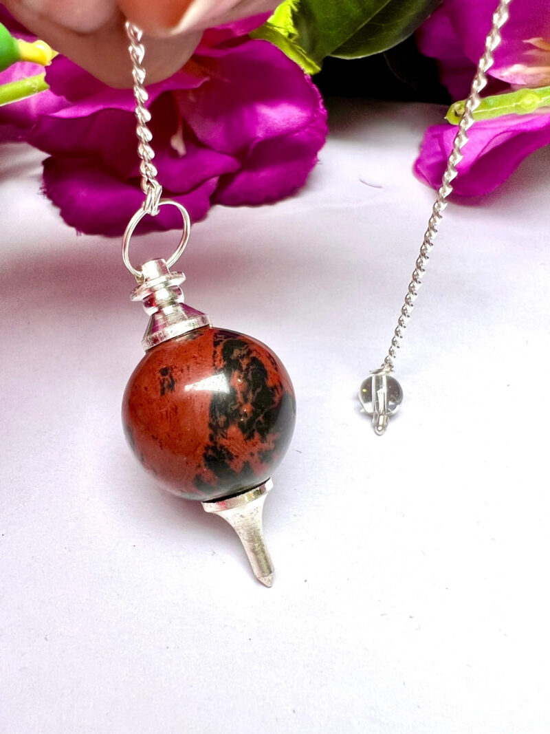 Mahagony Obsidian Stone Ball Pendulum Gemstone Dowsing Pendulum Chain Attached Reiki Crystal Healing - Image 9