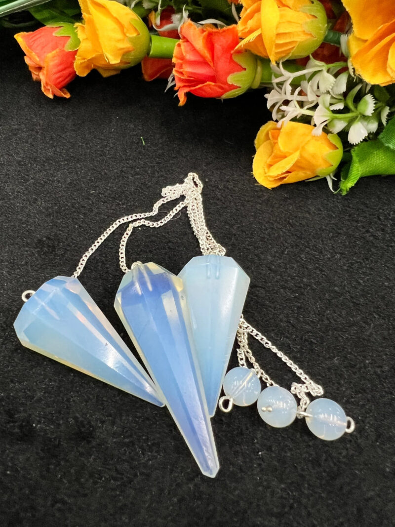 Rainbow Opalite Stone Faceted Cone Pendulum Gemstone Dowsing Pendulum Chain Attached Reiki Crystal Healing - Image 7